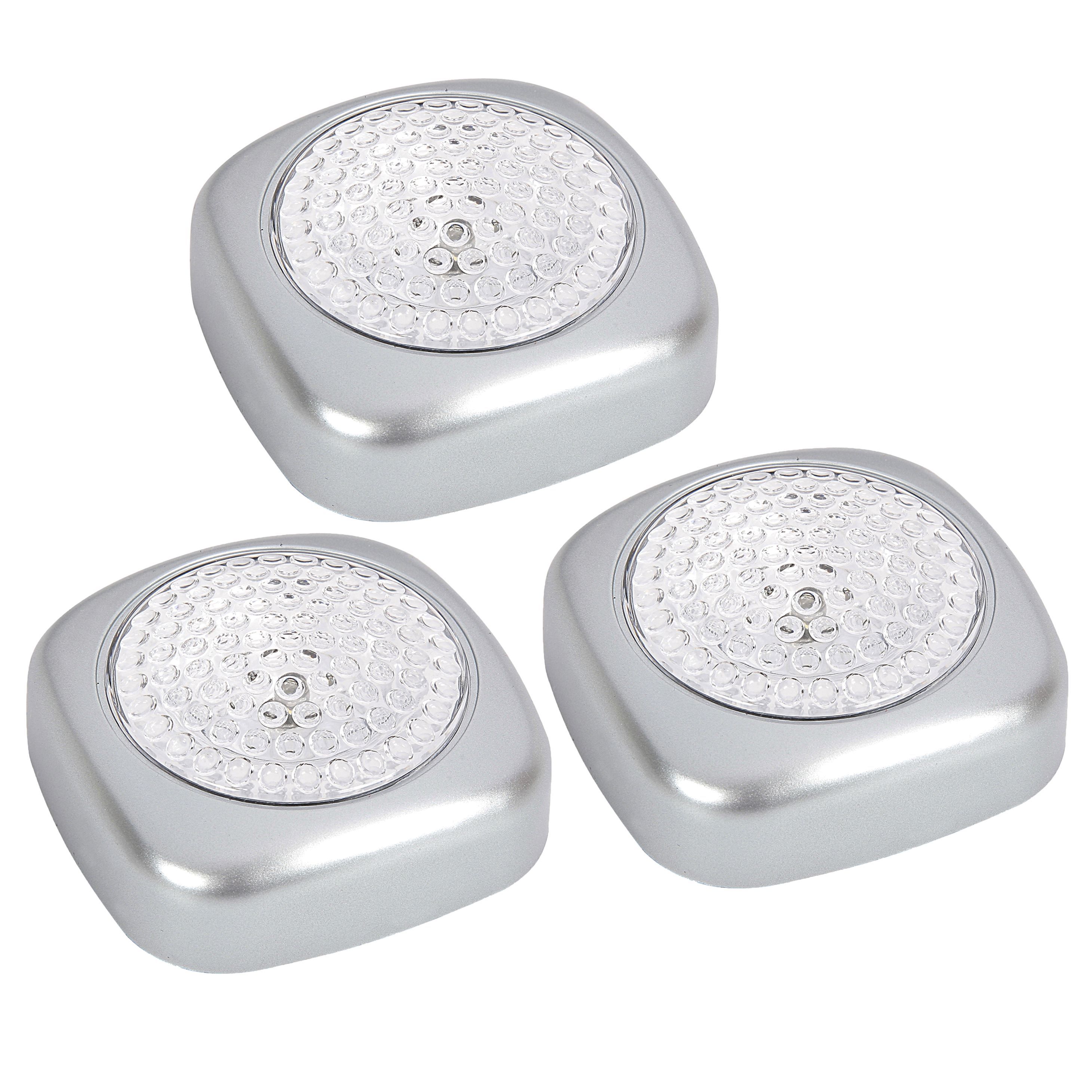 Diall 10lm LED Battery-powered Push light, Pack of 3