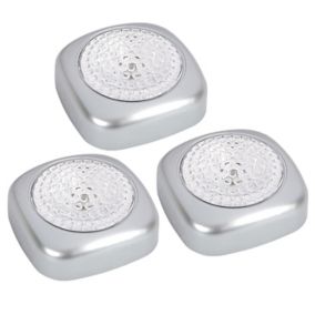 Diall 10lm LED Battery-powered Push light, Pack of 3