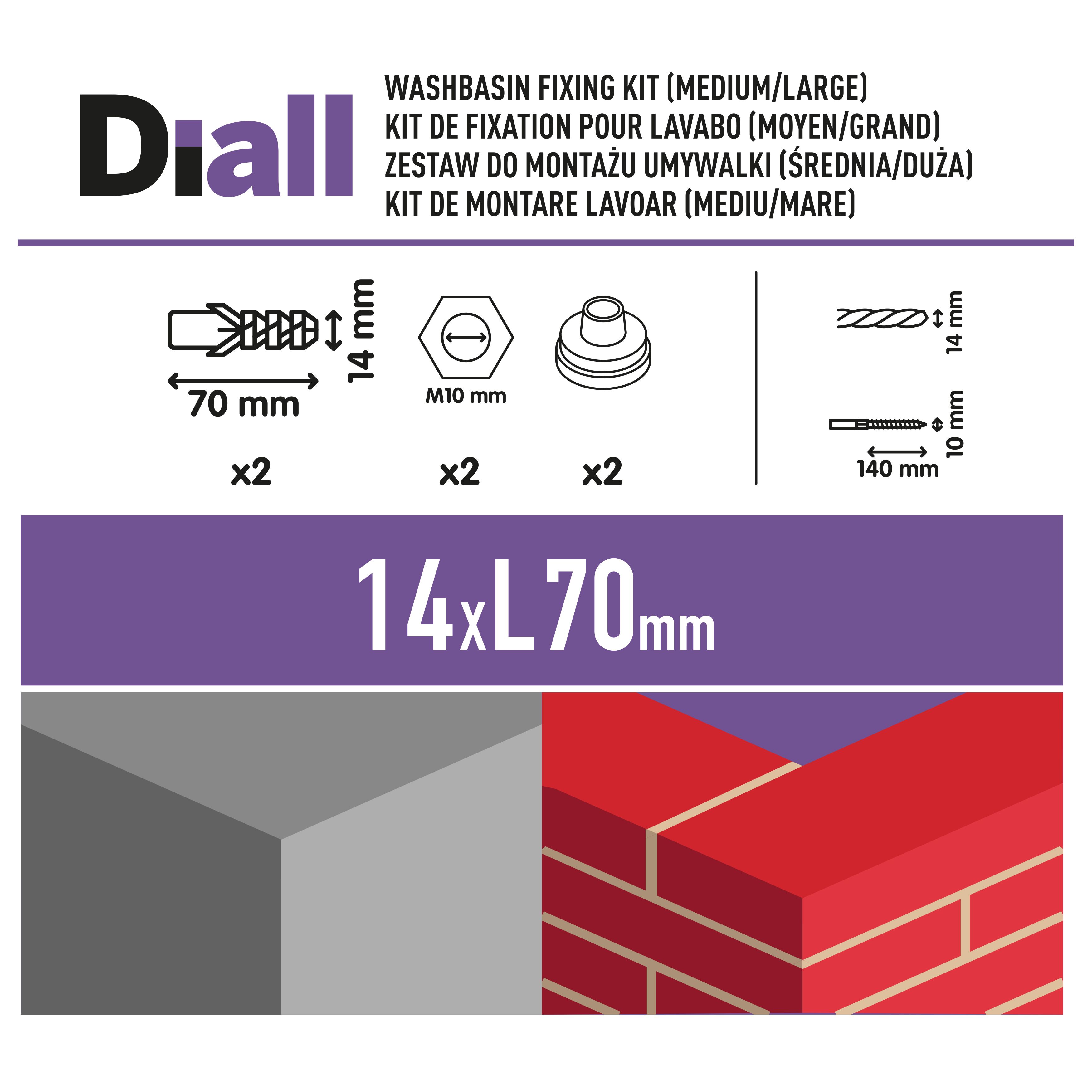 Diall 12 piece Medium & large Basin Fixing kit