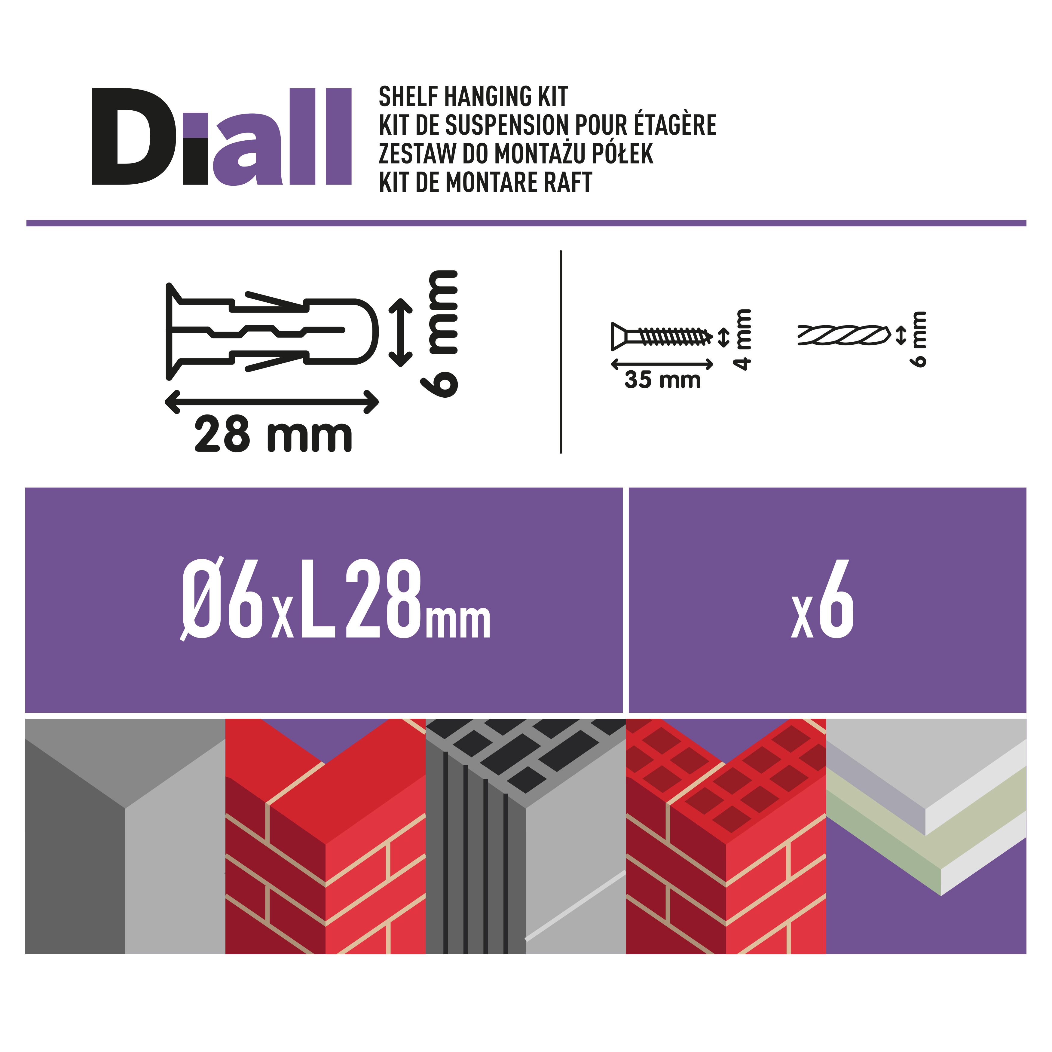 Diall 12 piece Shelf Fixing kit