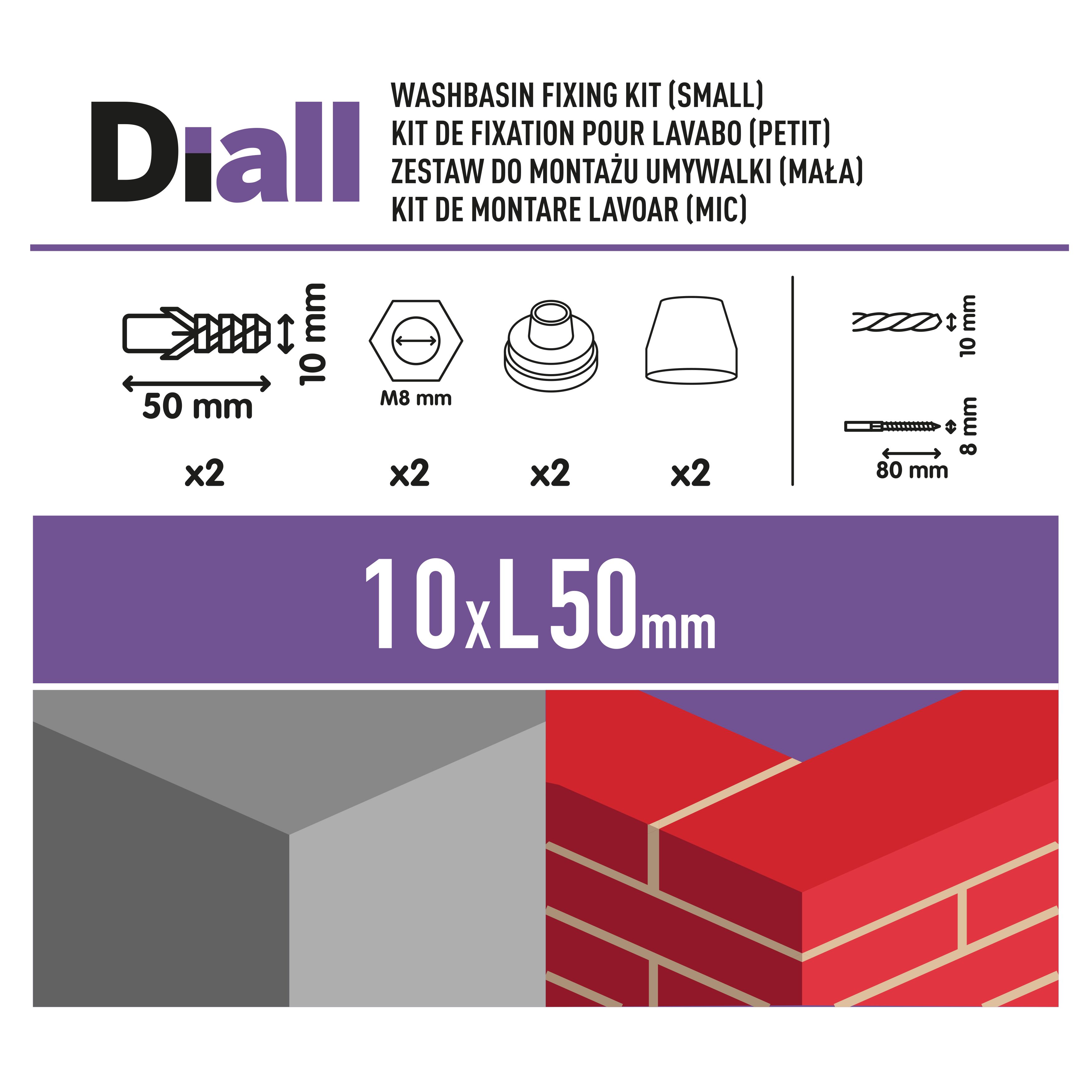 Diall 12 piece Small Basin Fixing kit