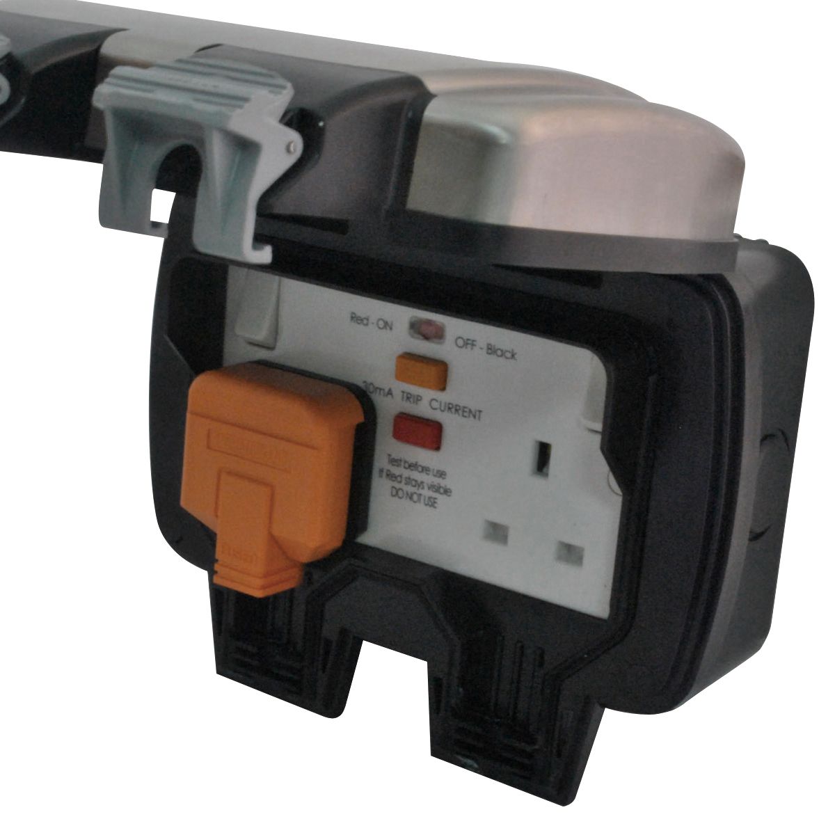 Diall 13A 2 gang Grey Outdoor RCD socket