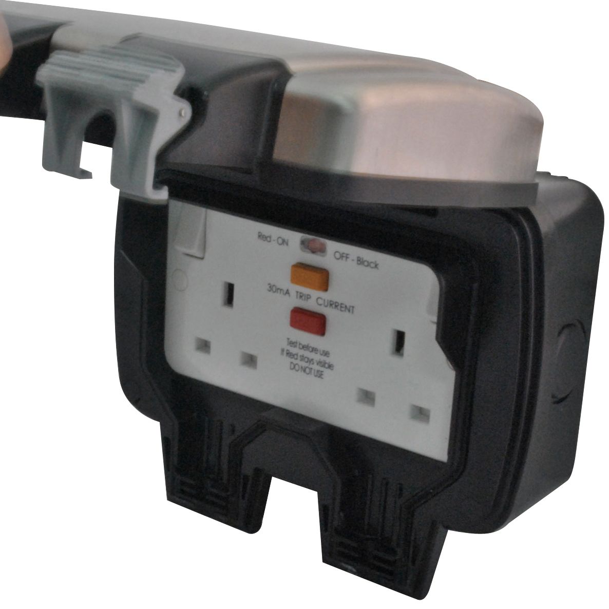 Diall 13A 2 gang Grey Outdoor RCD socket