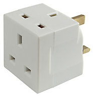 Diall 13A Unfused 2 way 2 gang Adaptor