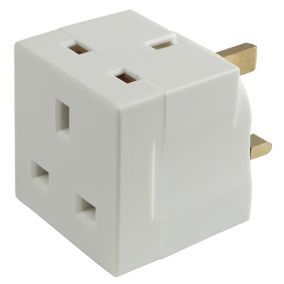 Diall 13A Unfused 2 way 2 gang Adaptor