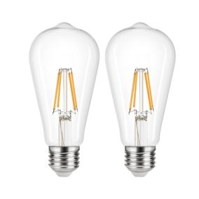 Diall 2.7W 470lm ST64 Neutral white LED filament Light bulb, Pack of 2