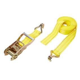 Diall 2 hook Yellow Ratchet tie down & hook (L)6m (W)50mm
