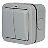 Diall 20A Grey 2 gang Indoor Weatherproof switch