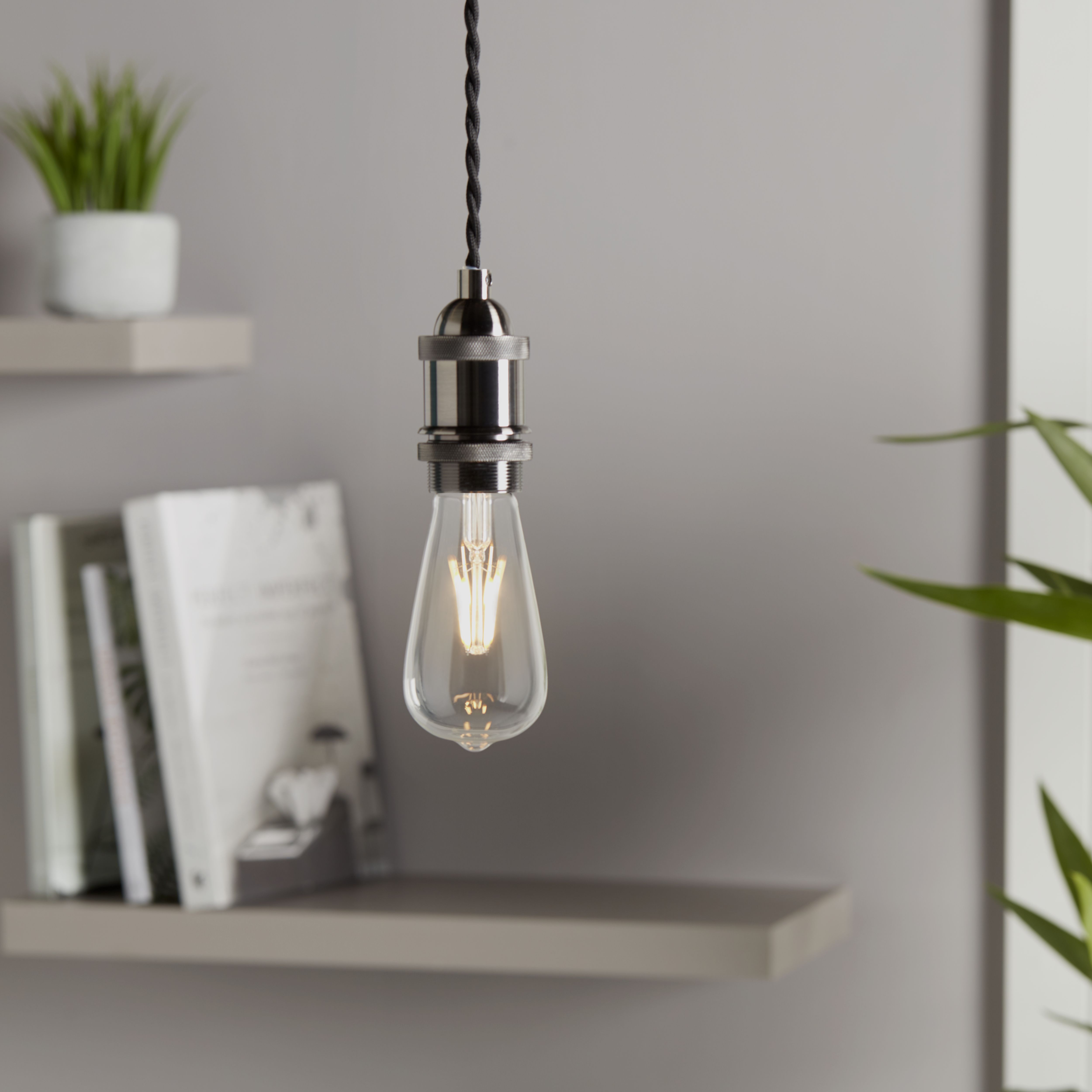 Diall 3.4W 470lm Clear ST64 Warm white LED filament Light bulb - 3