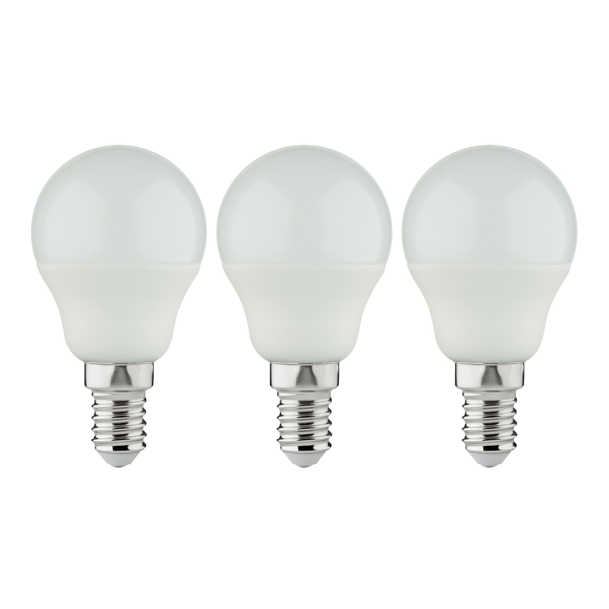 Diall 4.2W 470lm Frosted Mini globe Warm white LED Light bulb, Pack of 3