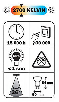 Diall 4.7W 345lm Reflector spot LED Light bulb, Pack of 5