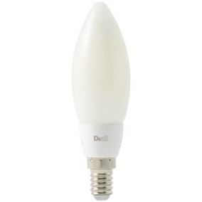 Diall 4.8W 650lm Milky Candle Neutral white LED filament Dimmable Filament Light bulb