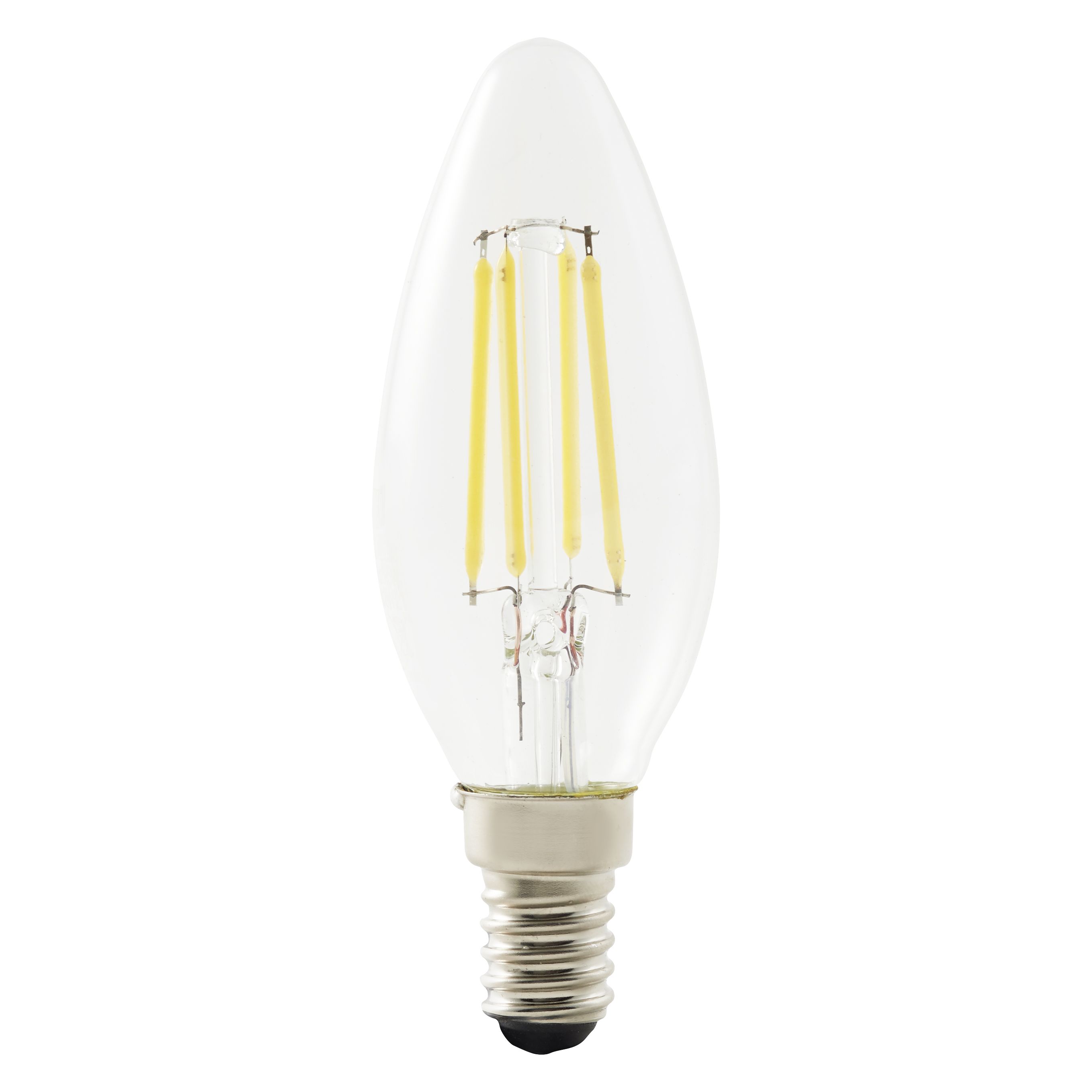 Diall 4W 550lm Clear Candle Neutral white LED filament Dimmable Filament Light bulb