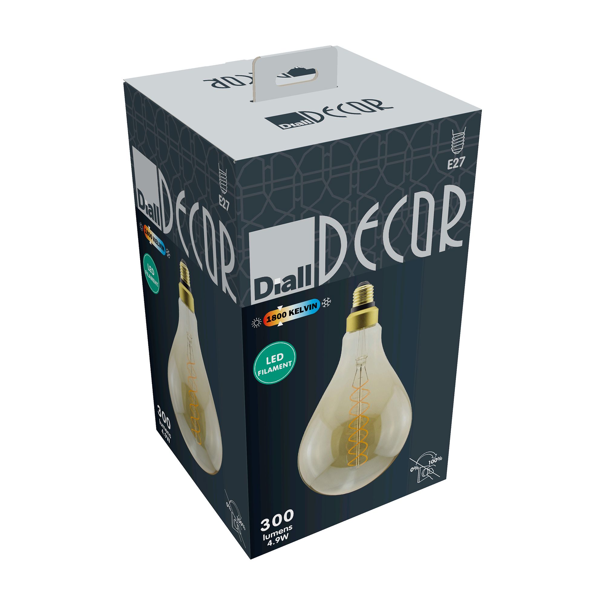 Diall 5W 300lm Amber Balloon Warm white LED filament Light bulb - 3