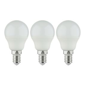 Diall 6.5W 806lm Frosted Mini globe Warm white LED Light bulb, Pack of 3