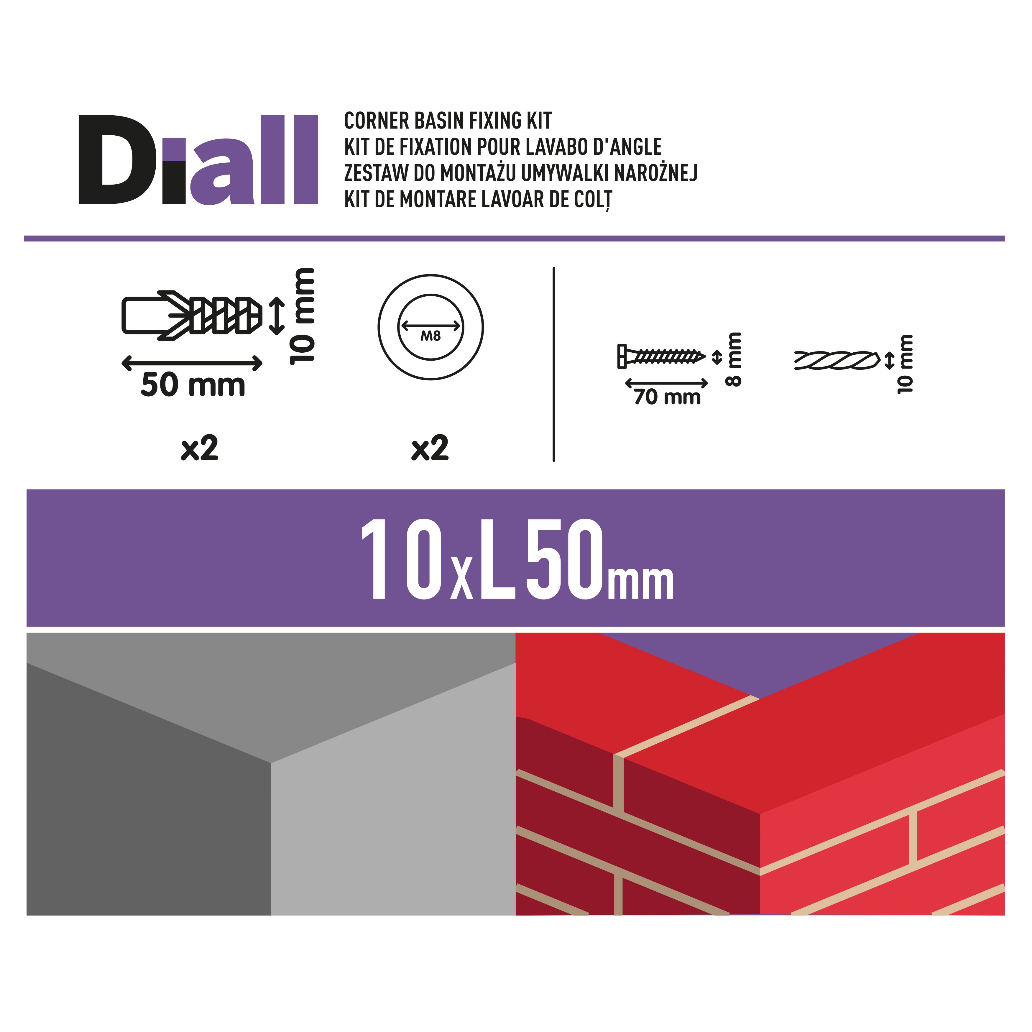 Diall 8 piece Corner Basin Fixing kit
