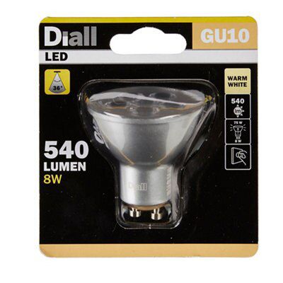 Diall 8W 540lm Reflector Warm white LED Dimmable Light bulb