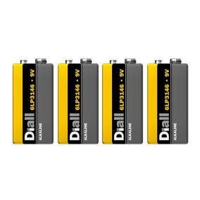 Diall Alkaline 9V Battery, Pack of 4