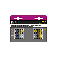 Diall Alkaline AAA (LR03) Battery, Pack of 8