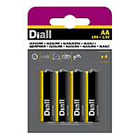 Diall Alkaline batteries Non-rechargeable AA Battery, Pack of 4