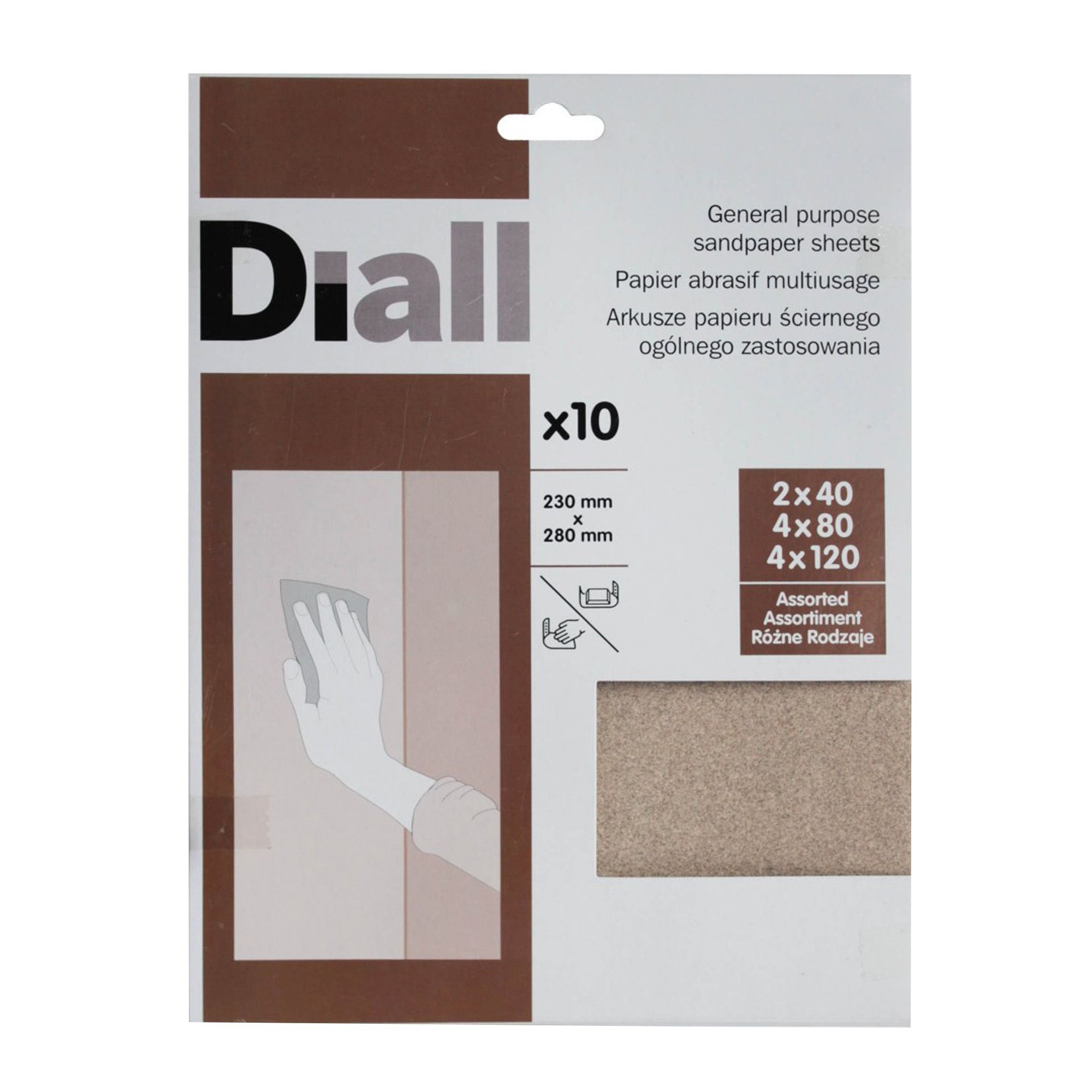 Diall Aluminium oxide Assorted Hand sanding sheets, Pack of 10