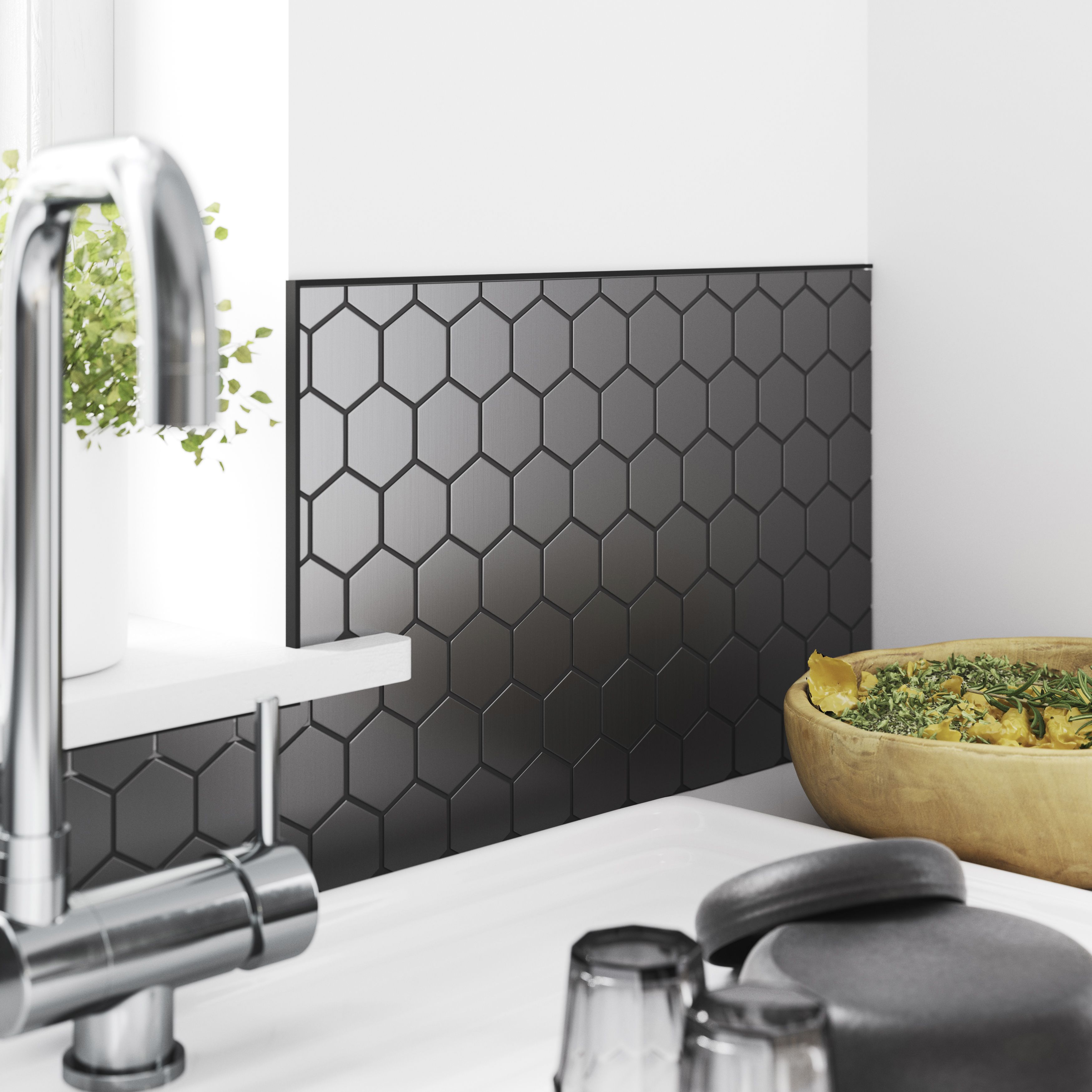 Diall Anthracite 8mm Straight Aluminium Tile trim