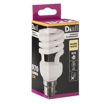 Diall B22 15W 970lm Spiral CFL Light bulb