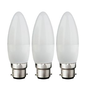 Diall B22 2.2W 250lm Frosted Candle Warm white LED Light bulb, Pack of 3
