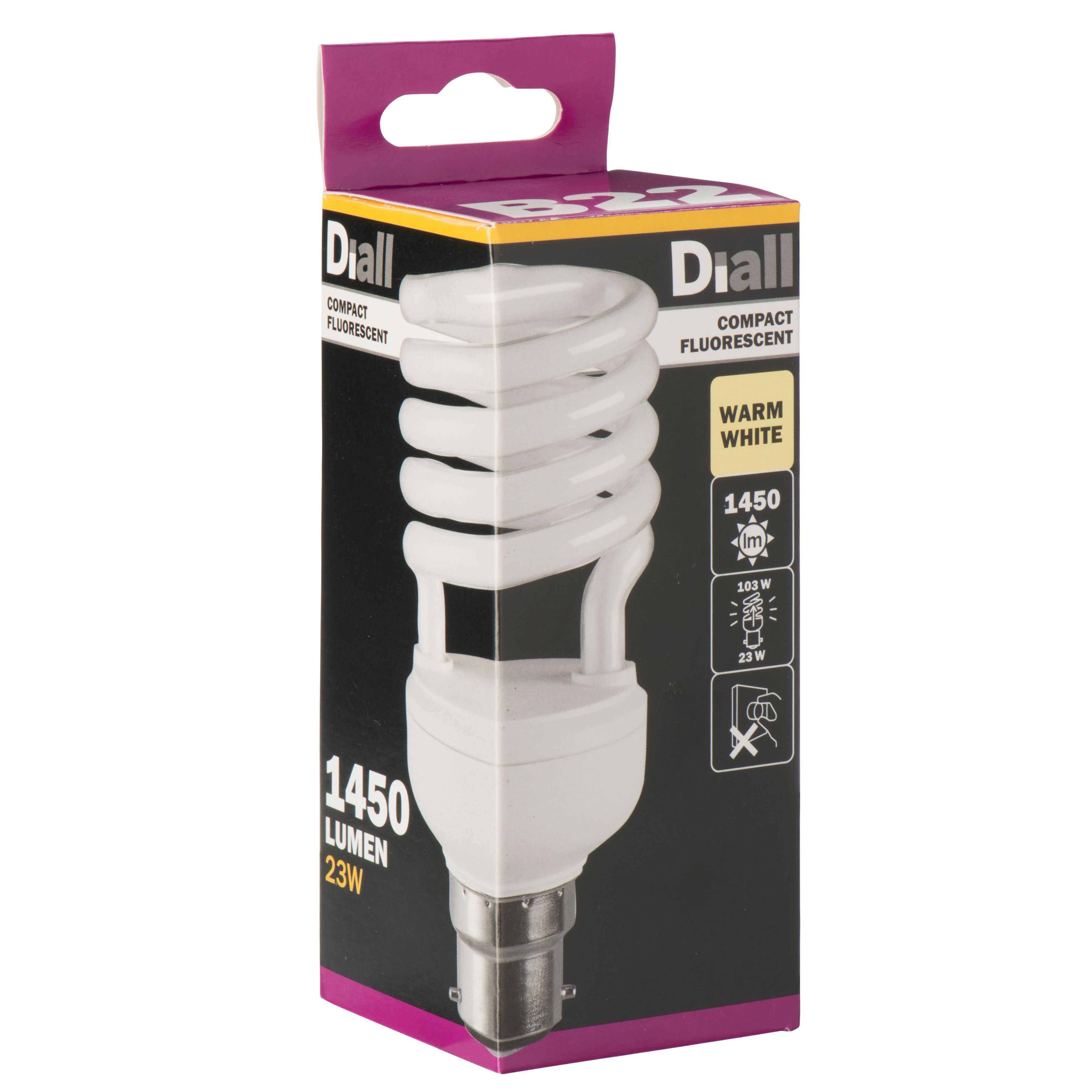 Diall B22 23W 1450lm Spiral CFL Light bulb