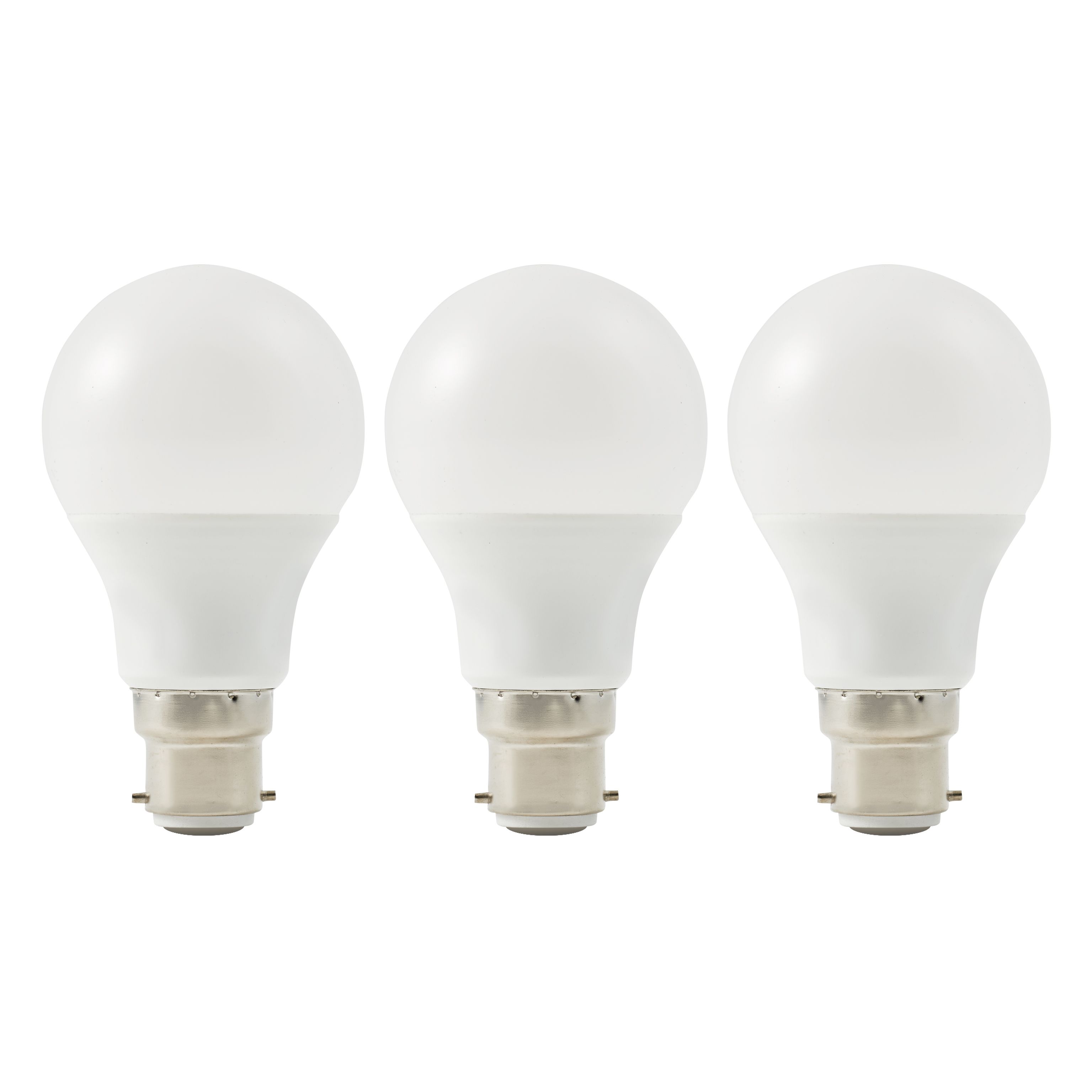 Diall B22 4.2W 470lm White A60 Warm white LED Light bulb, Pack of 3