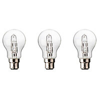 Diall B22 46W Classic Halogen Dimmable Light bulb, Pack of 3