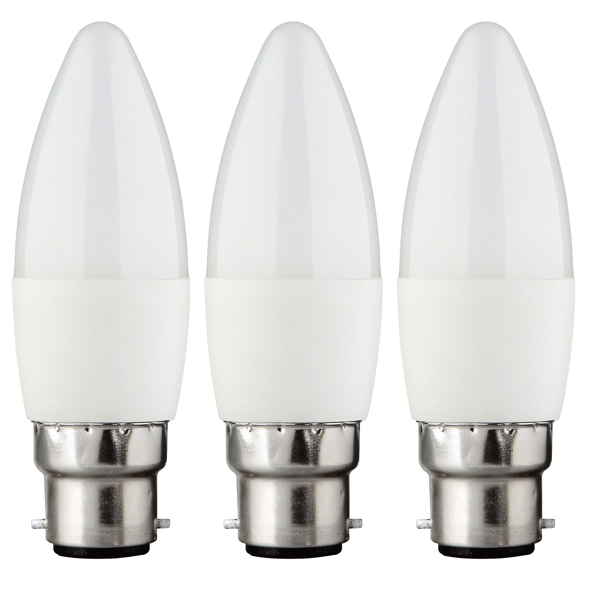 Diall B22 470lm Candle Warm White LED Light Bulb, Pack Of 3 | DIY At B&Q