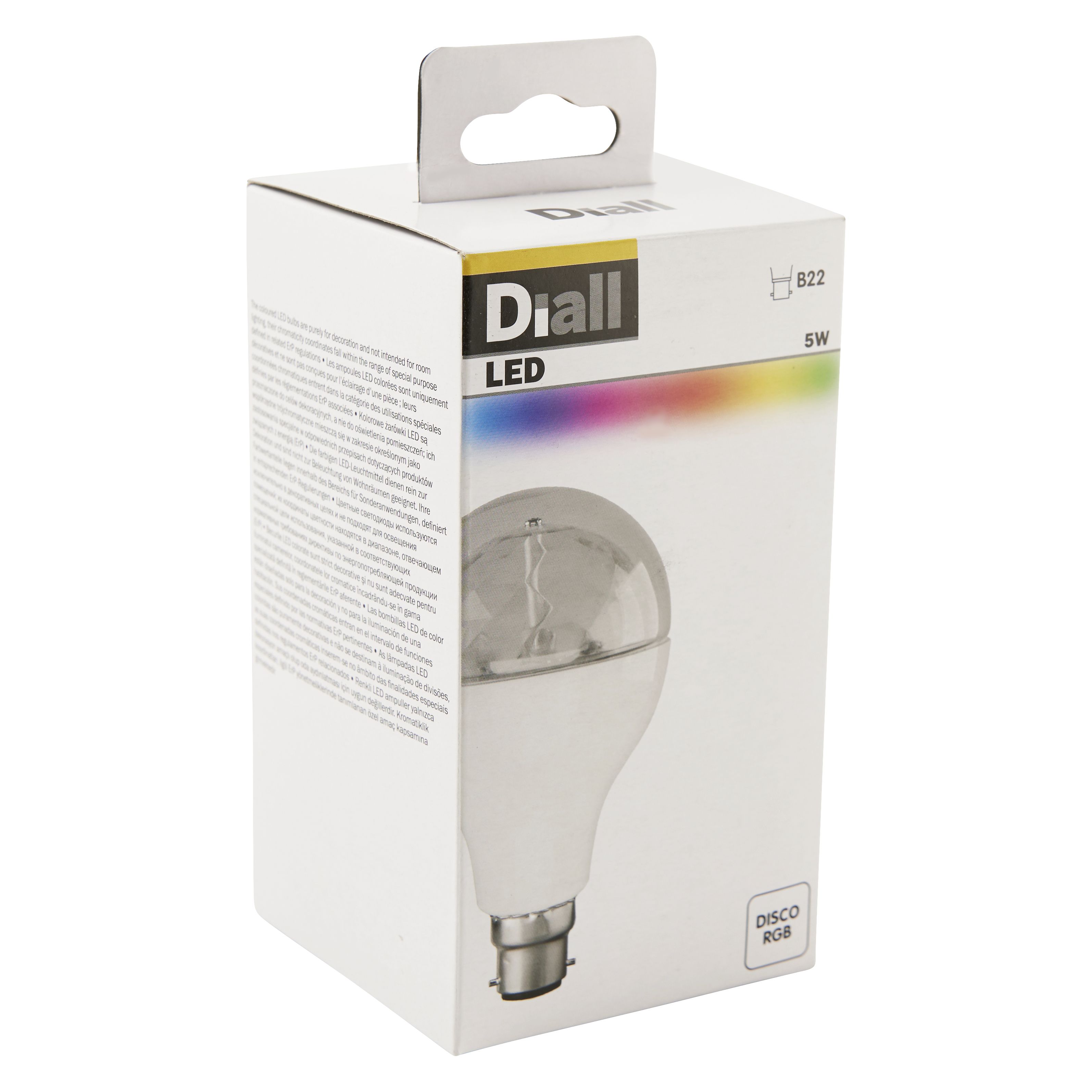 Diall B22 5W 100lm 150° Clear Globe RGB LED Light bulb