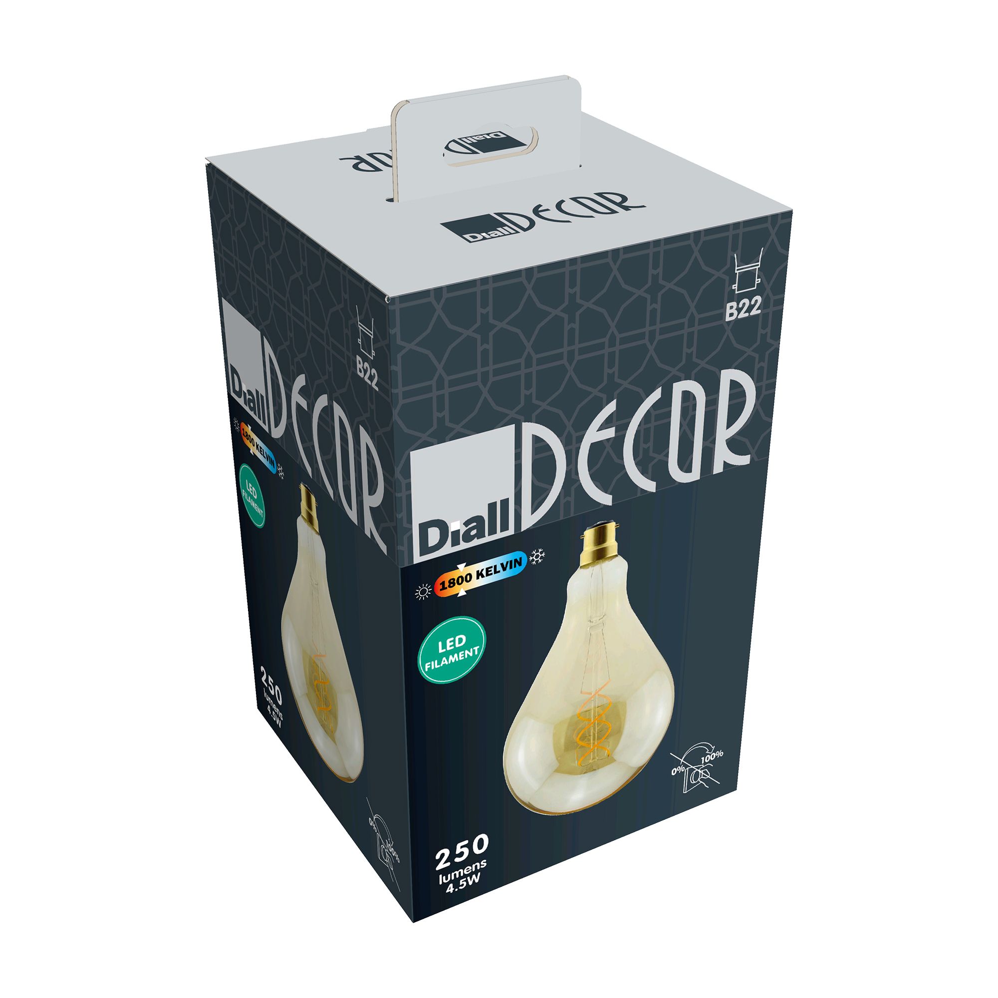 Diall B22 5W 250lm 330° Amber Balloon Warm white LED Filament Light bulb - 3