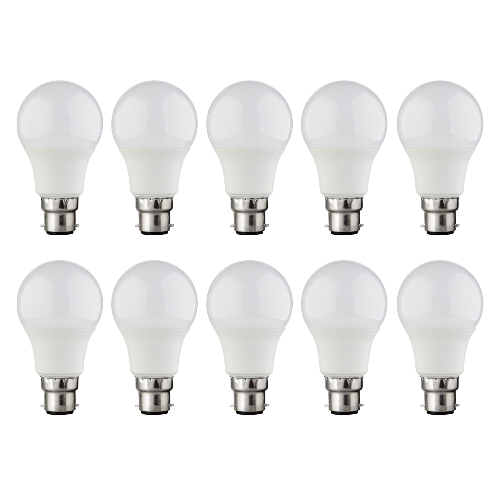 Diall Bayonet cap (B22) 7.2W 806lm A60 Warm white LED Light bulb, Pack of 10