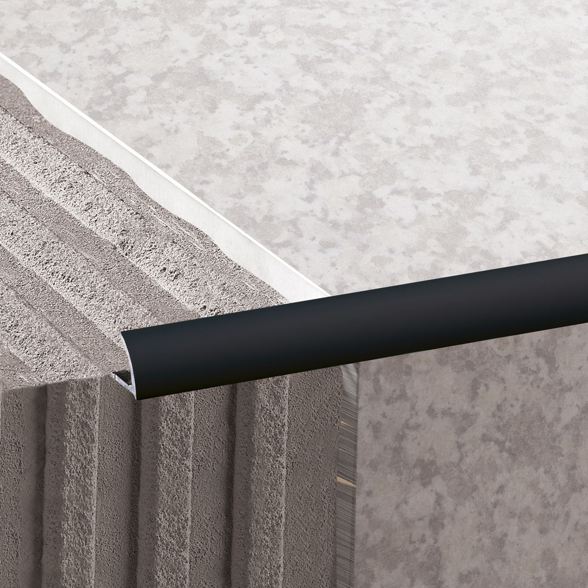 Diall Black 6mm Round edge PVC External edge tile trim