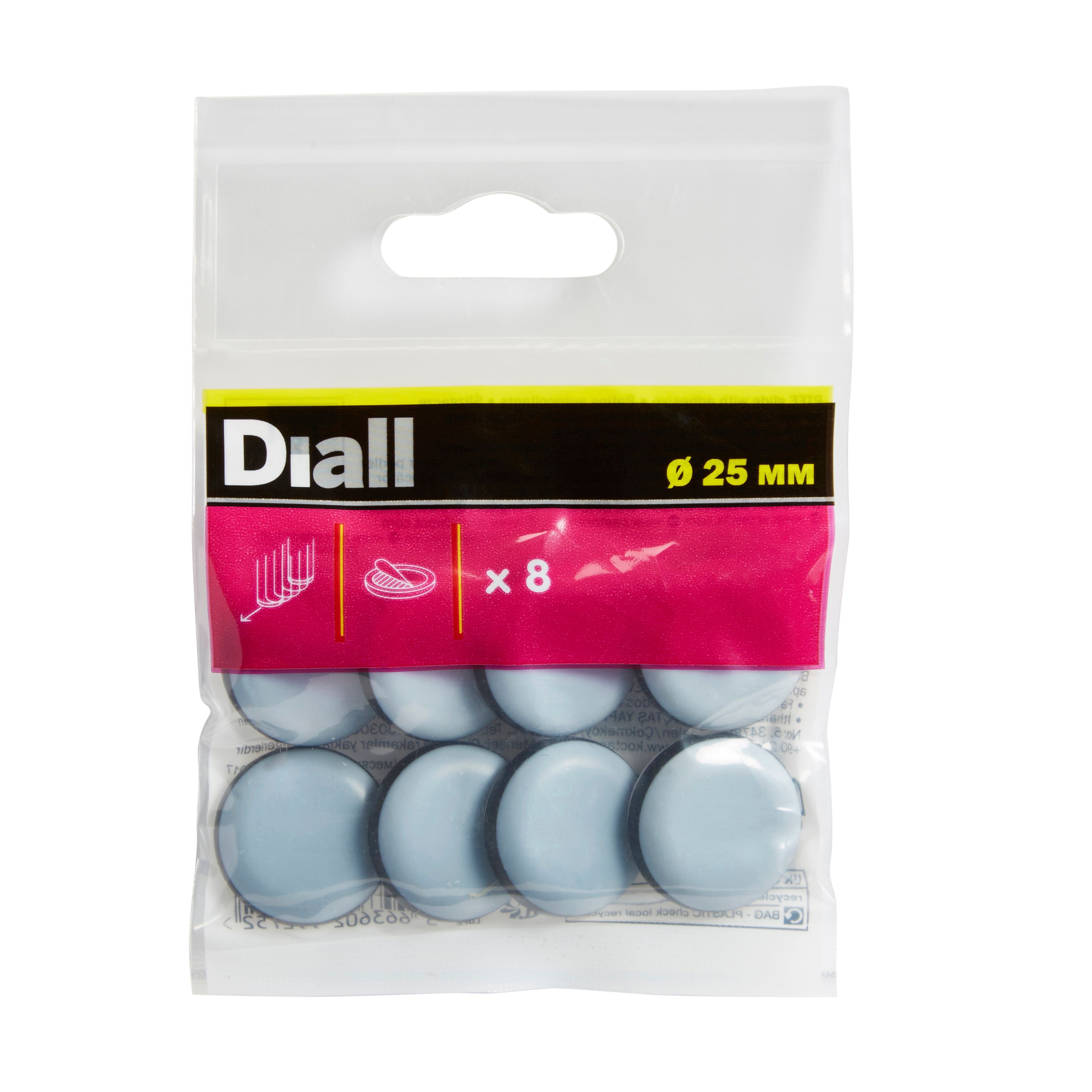 Diall Black Grey Ptfe Glide Dia 25mm Pack Of 8 Diy At B Q