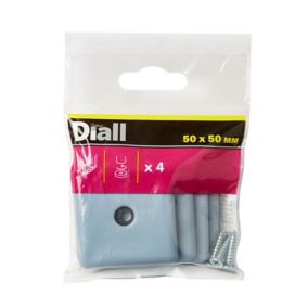 Diall Black & grey PTFE Nail-in glide (L)50mm (W)50mm, Pack of 4