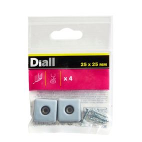 Diall Black & grey PTFE Screw-in glide (L)25mm (W)25mm, Pack of 4