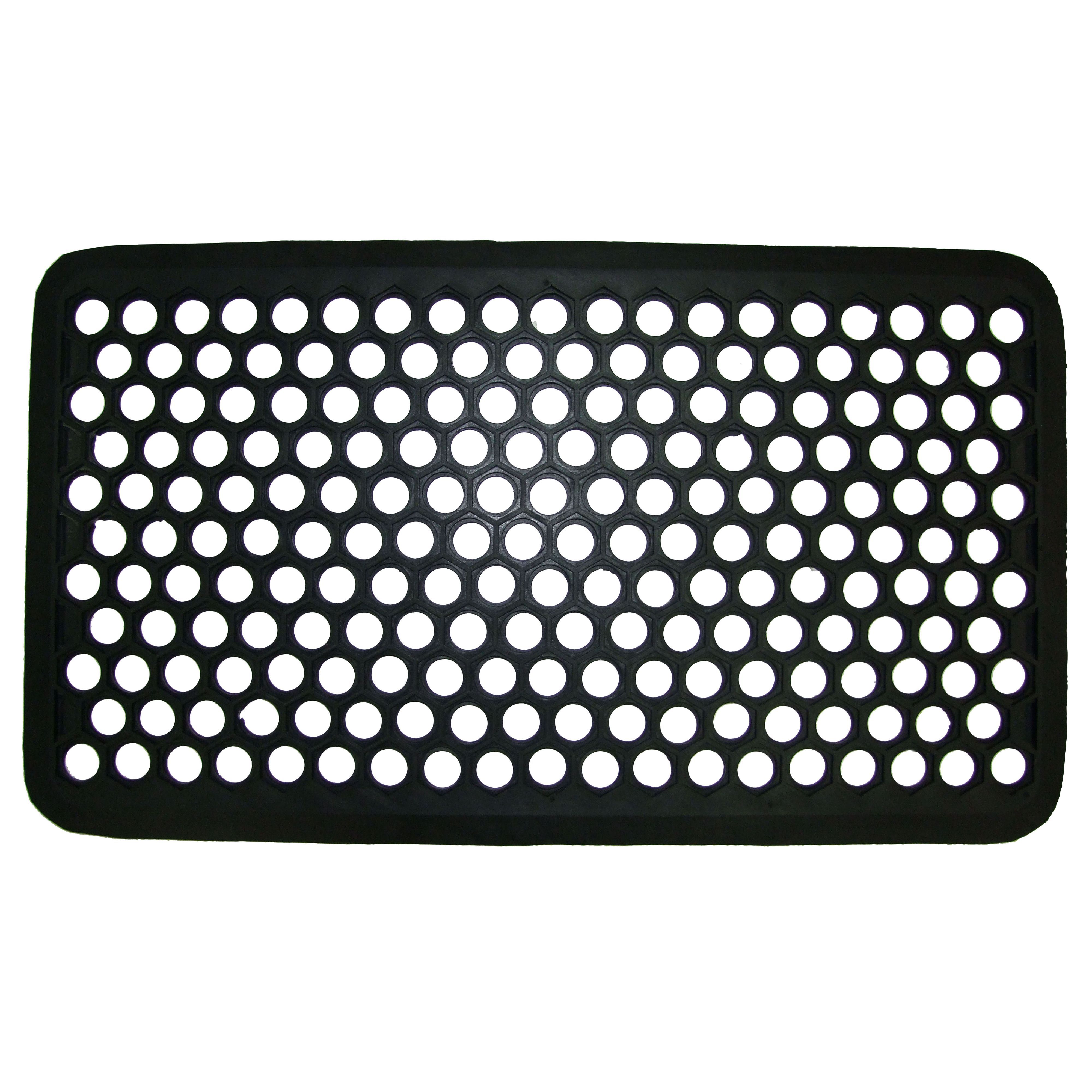 Black Rubber Door Mat, Honeycomb Style Doormat for Indoor Outdoor, Heavy  Duty