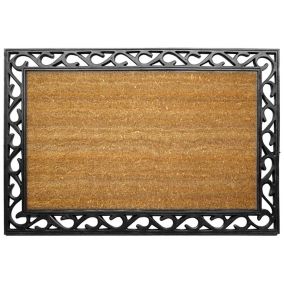 Diall Black & natural Rectangular Door mat, 90cm x 60cm