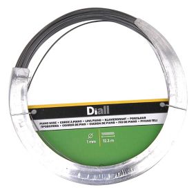 Diall Black Steel Piano wire, (L)12.3m (Dia)1mm