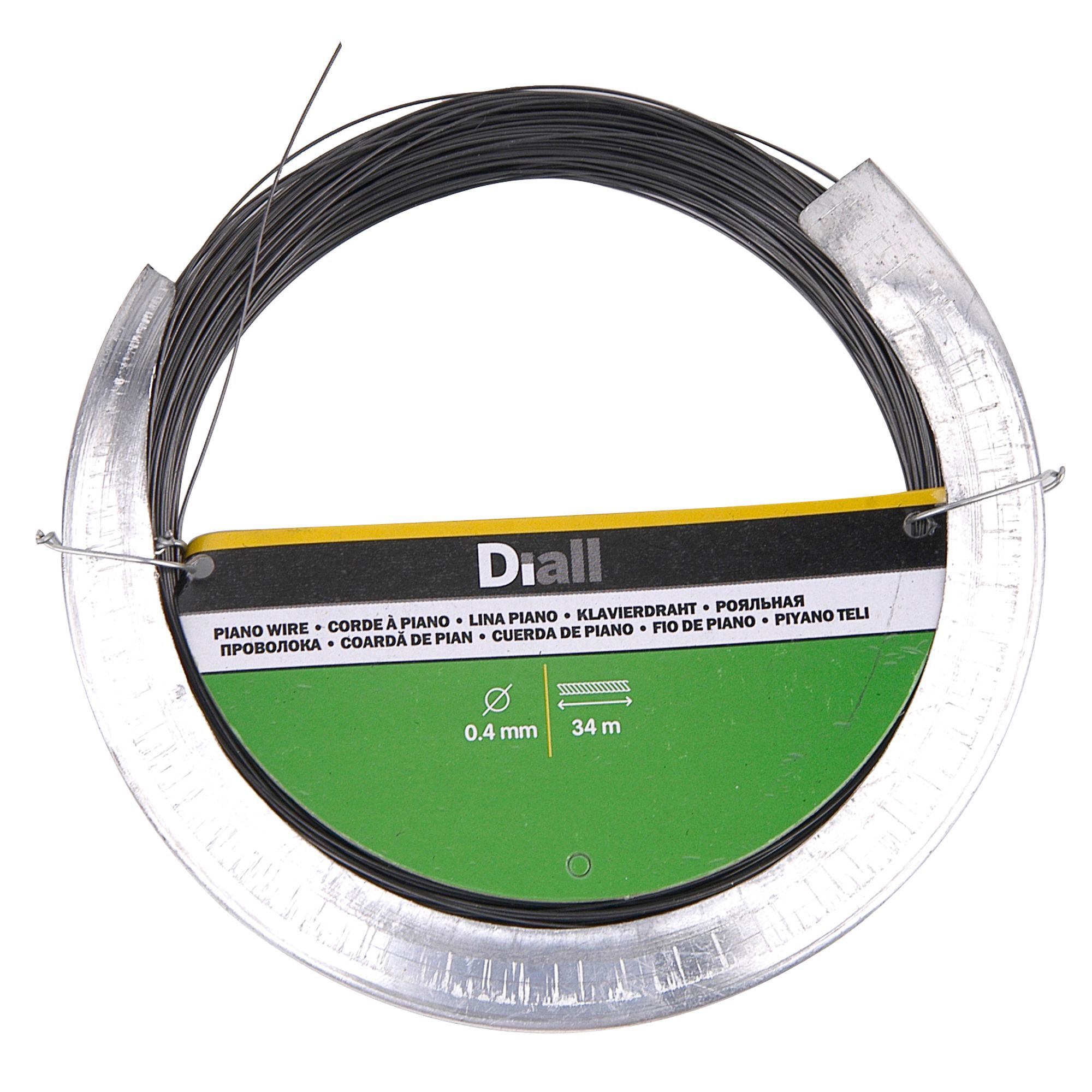 Diall Black Steel Piano wire, (L)34m (Dia)0.4mm DIY at B&Q