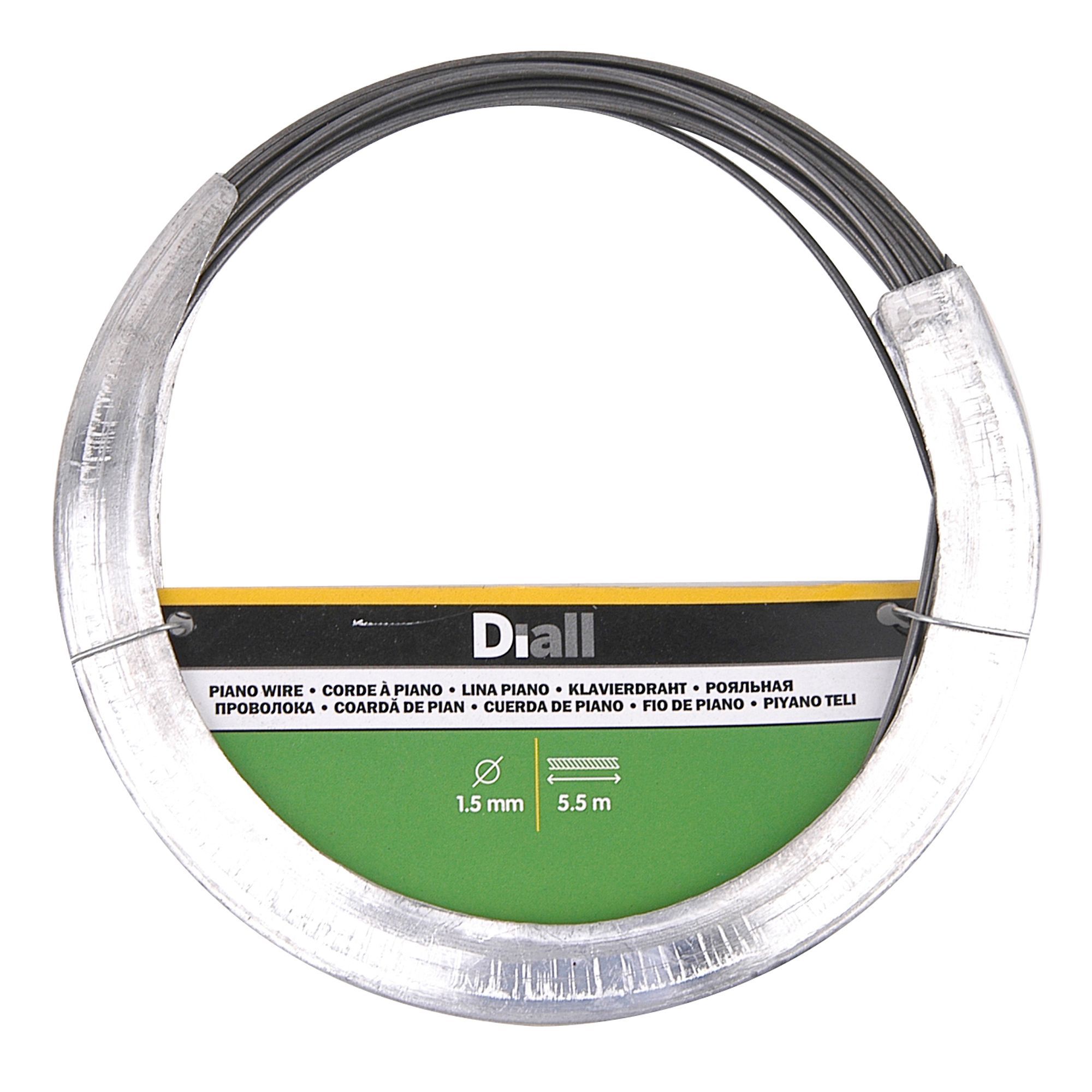 Diall Black Steel Piano wire, (L)5.5m (Dia)1.5mm