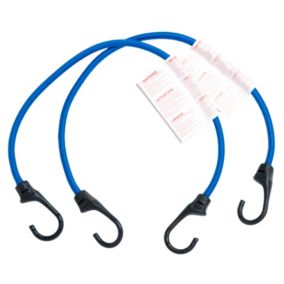 Diall Blue Bungee cord with hooks (L)0.6m, Pack of 2