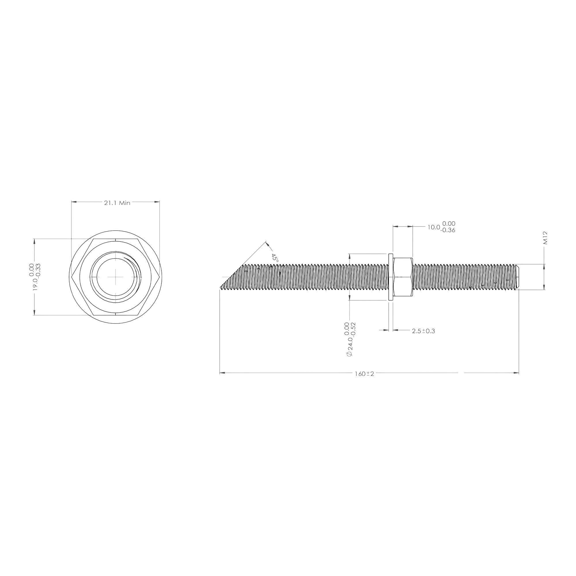 Diall Blue zinc-plated Carbon steel Stud (Dia)12mm (L)160mm, Pack of 4