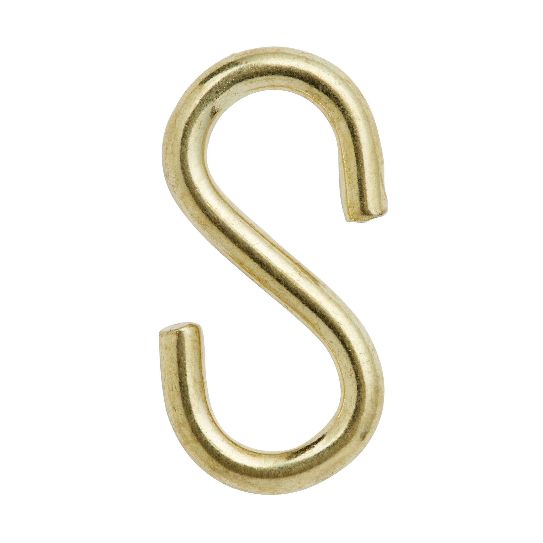 Diall Brass-plated Steel S-hook (L)30mm, Pack of 4
