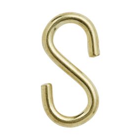 Diall Brass-plated Steel S-hook (L)30mm, Pack of 4