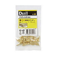 Diall Brass Screw (Dia)3.5mm (L)16mm, Pack of 25