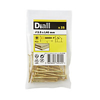 Diall Brass Screw (Dia)3.5mm (L)40mm, Pack of 25